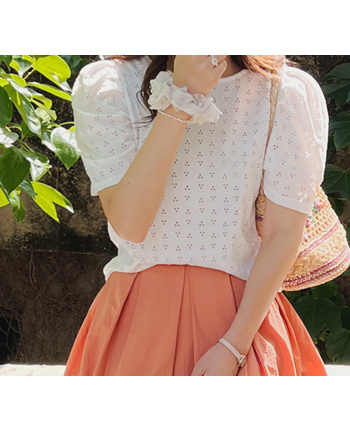 Celang Lovely Mood Jjonjjon Punching Lace T-shirt [size: F(55~66)]