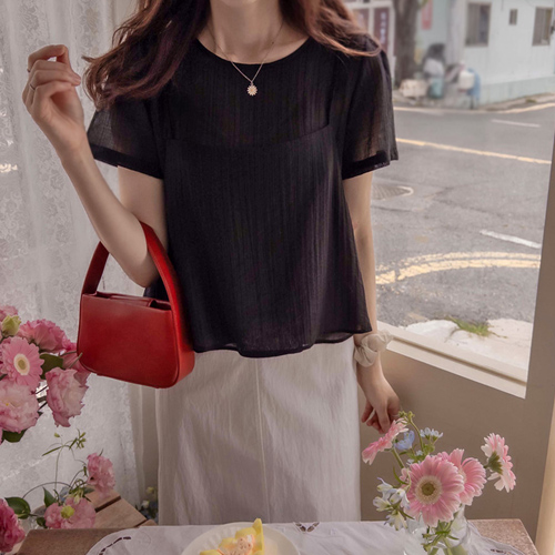 Summer Set Blouse, Cute Lines, Flexible, Tencel Cool Blouse [size: F(55~66)]