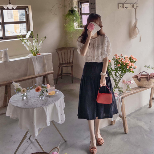 [New product special price 8,000 won discount] <FONT color=#5a3954>MADE LIN</font> Somehaidin Pure Julji Ansharing Edge Fit Band Skirt [size: F (55~66)]