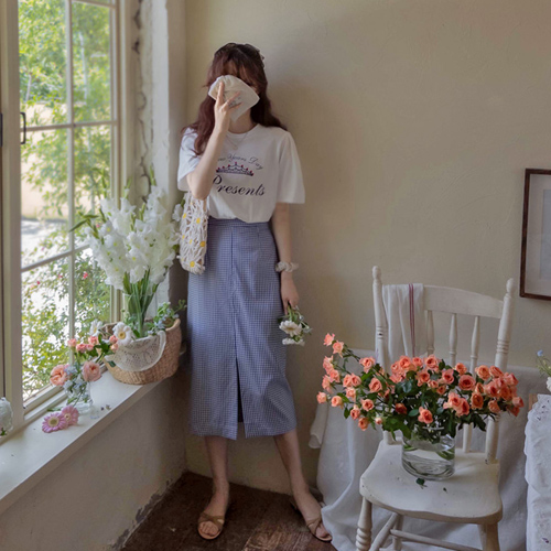 [New product special price 7,000 won discount] <FONT color=#5a3954>MADE LIN</font> Summer Margaret Sky Blue Slim Fit Team Stretch Cool Skirt [size: S(55), M(66), L(77)]