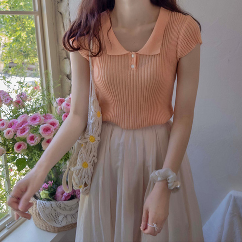 [LABEL] Rachelle Flexible Stretch Ribbed Slim Linen Collar Knit[size:F(55~66)]