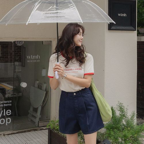 [LABEL] Creamy Simple Mood Lettering Color Combination T-shirt [size:F,1]