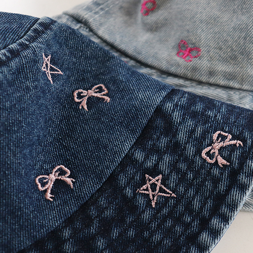 Pink bowknot star denim