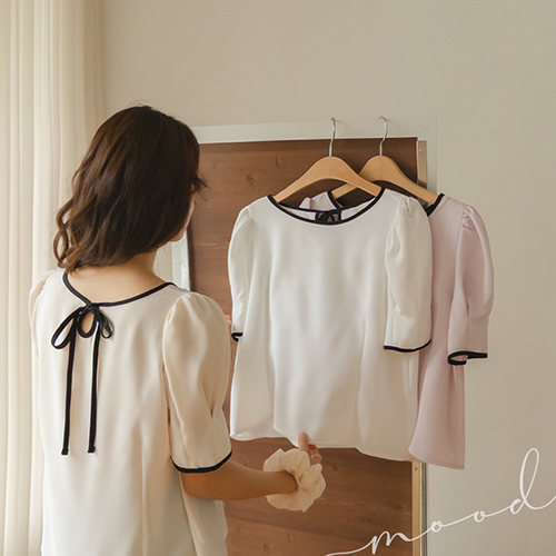 [Material without worrying about wrinkles] Gelato Summer Lovely Mood bowknot Blouse [size: F(55~66)]