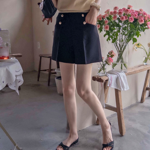 [LABEL] Frozen gold button key point summer edge coordinated pants [size: S, M, L]