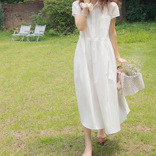 [Loose fit][Crunch material][MADE] Mua Cool Crunch Shirt One Piece[size:F(55~66)]