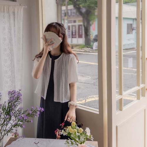 Summer Snowflake Edge Pintack Pure Single Stripe Blouse [size: F(55~66)]