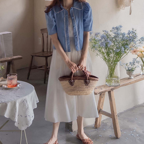 New Roberts Summer Linen Less Skara Anshering Blouse[size:F(55~66)]