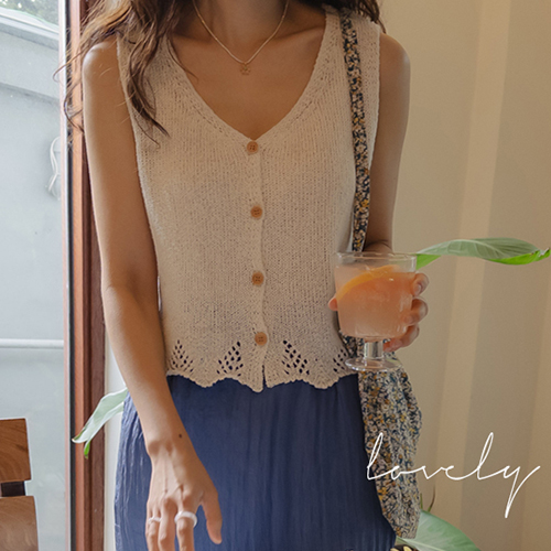 Delus Yeori Wavy Line Knit Vest [size:F(55~66)]