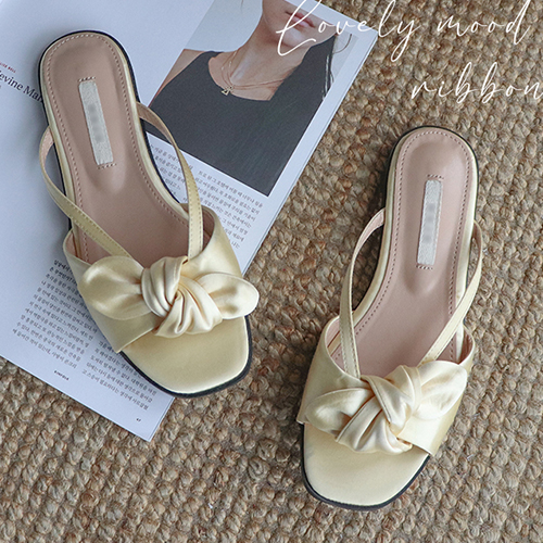 Mauve bowknot Strap Slippers