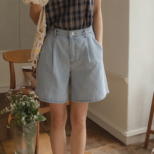 Lua Summer Daily Pintuck Denim Banding Pants[size:S,M,L]
