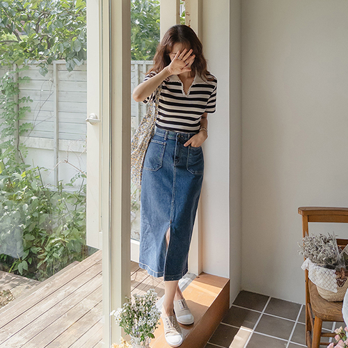 [New product for mid-season] [Perfect cover of flab] Newison unique denim skirt [size: S, M, L]