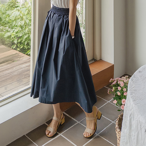 [LABEL] Royke Feminine Mood Pintuck Rong Skirt [size:F(55~77)]