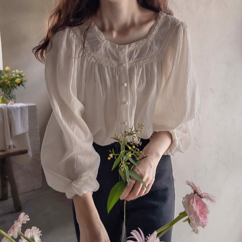 [LABEL] Serenade Lovely Race Gentle Line Blouse [size: F (55~66)]