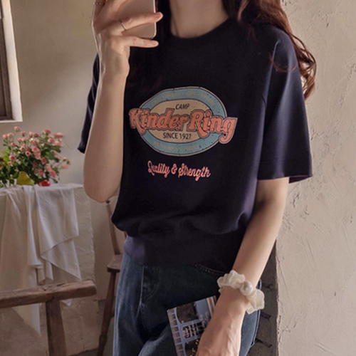 [LABEL] Kinder Lettering Comfortable Daily Tee [size:F(55~66)]