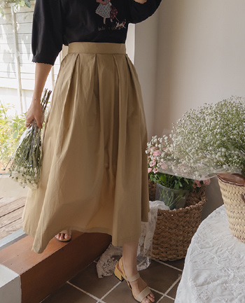 [Sketch Fit][Pleated] Solea Aline Banding Skirt [size:F(55~66)]