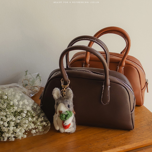 Classic Round Leather Tote Bag