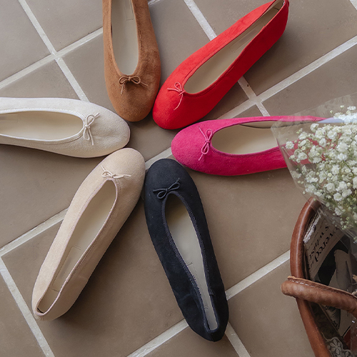 Suede small bowknot flat shoes