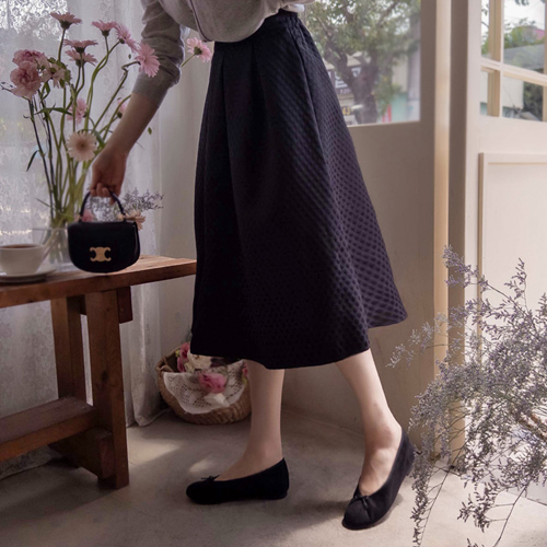 Lawrencebee Fall Dot Jacquard Edge Fit Styling Skirt [size: F (55~66)]