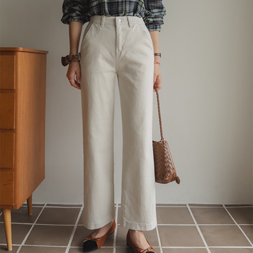 [Slimming down the fat~] Lucene chewy eco-friendly washing semi-wide banding pants [size: S, M, L]