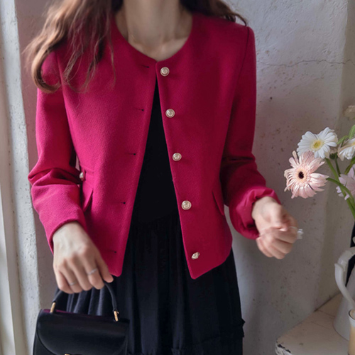 [New product special price 15,000 won discount] <FONT color=#5a3954>MADE LIN</font> Shuvianna Gold Button & Pocket Slim Fit Styling Jacket [size: F (55~66)]