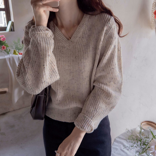 [LABEL] Clevis Bocashi V-neck Soft Mapsi Knit [size: F (55~66)]