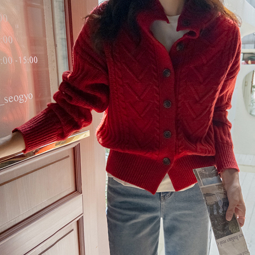 [New product special price 10,000 won discount][50% lambswool] <FONT color=#5a3954>MADE LIN</font> Dayday Cozy Highneck Lambswool Knit Cardigan[size: F(55~66)][Pre-orders will be shipped sequentially after 10/29]