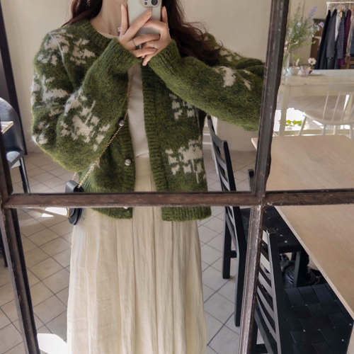 [LABEL] Gemma Button Dotumtasmi Jacquard Fogni Cardigan [size:F(55~66)]