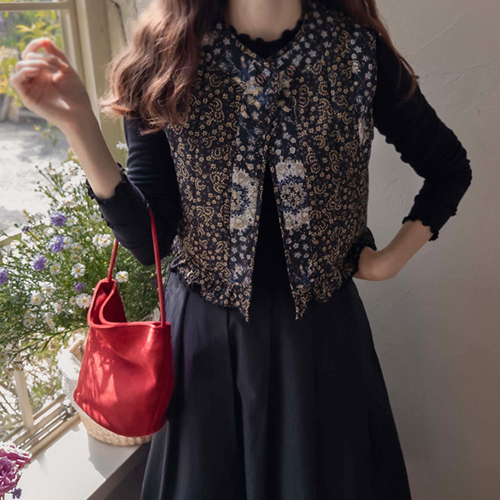 [LABEL] Shumoment Flower Mini Lace Ensharing Quilting Vest [size:F(55~77)][Delayed arrival 10/29Estimate storage]