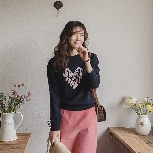 [LABEL] Milk Love Lovely Heart Lettering Knit [size: F (55~66)]