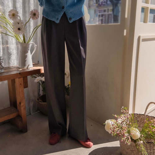 [LABEL] Cladin Pintuck Warm Fleece Lining Long Leg Fit Band Pants [size:S,M,L]