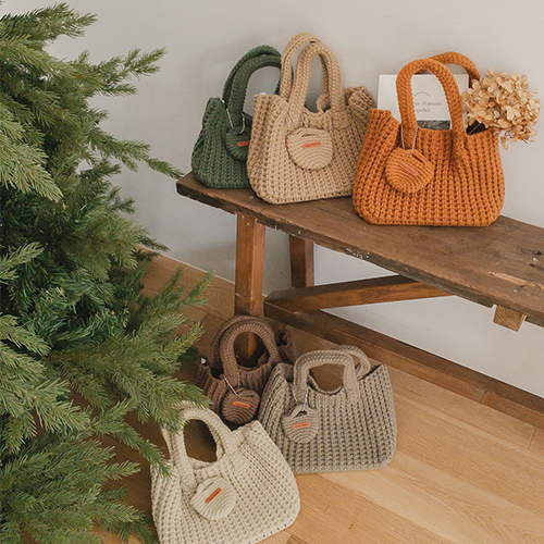 Cozy Winter Knit Tote Bag + Mini Keyring Bag Set