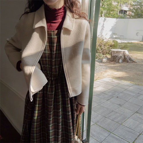 [primium merino wool][New product special price 30,000 won discount] <FONT color=#5a3954>MADE LIN</font> [Beige] Claudia high-quality merino wool daily edge jacket [size: F (55-66)]