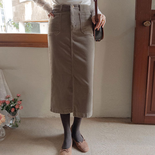 [Super Span!][My Color][Winter Versatile Item!] Flow Corduroy Hline Banding Skirt [size:S,M,L]