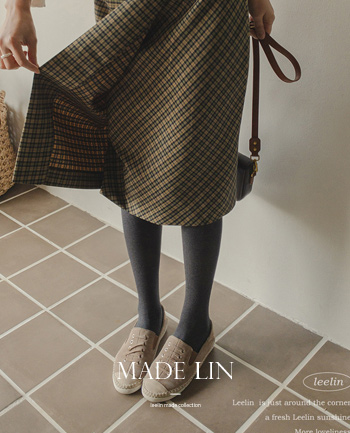 <FONT color=#5a3954>MADE LIN</font> Linne Hline back banding wrap check skirt [size: F (55~66)]