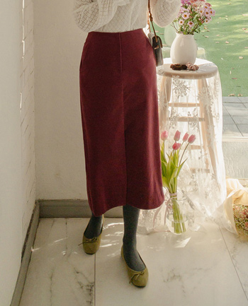 [Red] Seldy Span Front Opening Skirt [size: S, M]