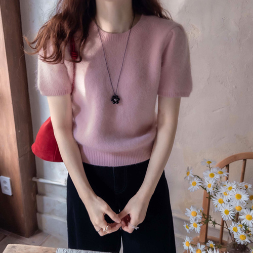 [LABEL] Schrois soft and chewy angora mapsy puff pastel knit [size:F(55~66)]