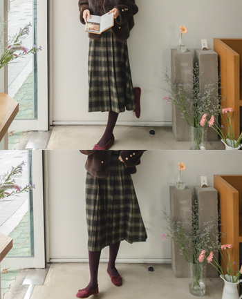 Nature Pleats Pleated Detail Skirt [size:F(55~66)]