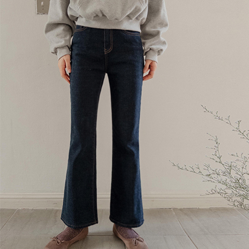 [Outer peach napping!] Ads Warm napping Banding Boot cut denim pants [size:S,M,L]