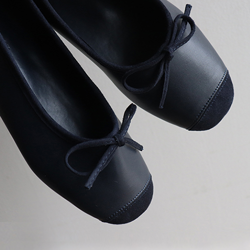 [Sample Sale] Color combination bowknot Black shoes [Black 240 size]