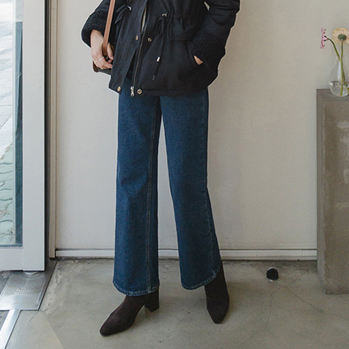 [napping lining] Pomelle warm wide fit denim pants [size:S,M,L]