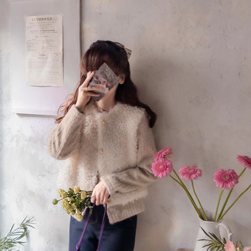 [LABEL] Elizabeth Cute Wool Fluffy Sleeves Gold Button Jacket [size: F (55~66)]