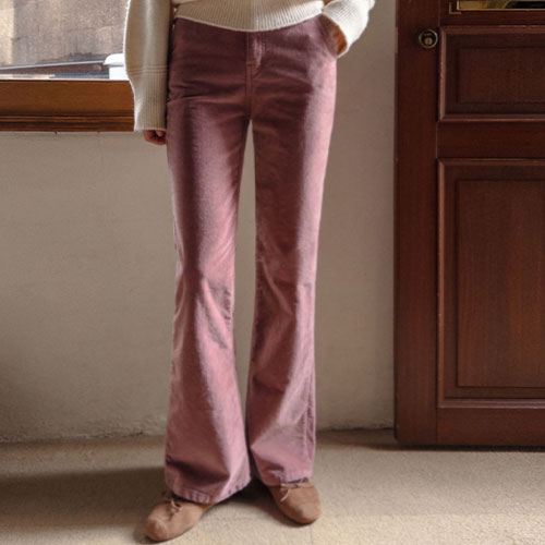 [New product special price 6,000 won discount] <FONT color=#5a3954>MADE LIN</font> [Strong elasticity!] Mary Velvet Fleece Semi-bootcut Banding Pants [size: S, M, L, XL (Mini/Long)]