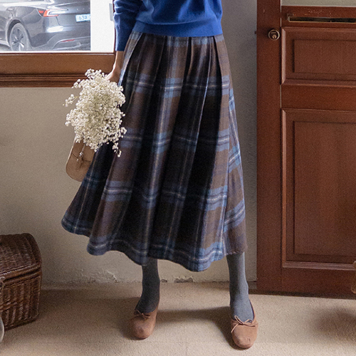 [Side pockets][Back banding][LABEL] Ruined Attractive Check Pleats Skirt[size:F]