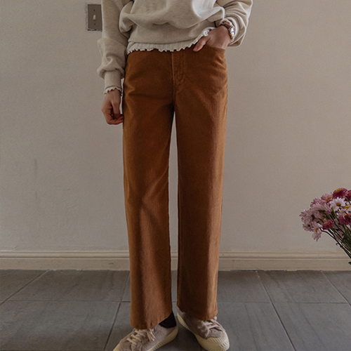 [Honeyspan!][Fat Cover!] Honeyspan Warm Corduroy Straight Fit Banding Pants [size:S,M,L]