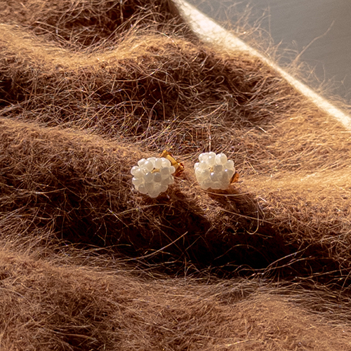 White Bean Plush Earring