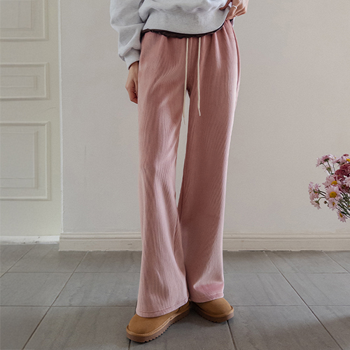 [Mink lining♨][LABEL] Ruined lovely sweet mood Velvet corduroy mink pants [size:F(55~77)]