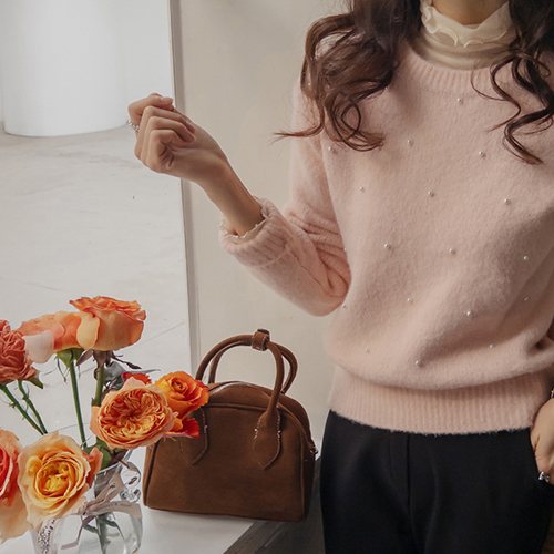 [Special Sale 10% ★Limited Quantity][Contains Cashmere][LABEL] Leun Feminine Thick Pearl Knit [size: F(55~66)]