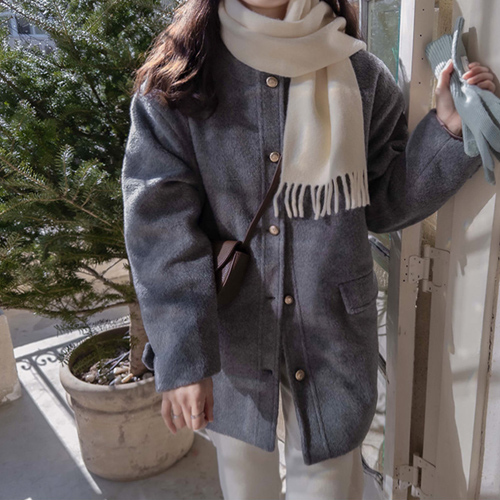 [Outer 30% off] Shureimon Tasminubim Gold Button Loose Fit Soft Coat [size: F (66~77)]