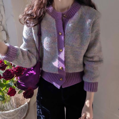 Roibokashi Heart Button Soft Warm Wool Cardigan [size:F(55~66)]